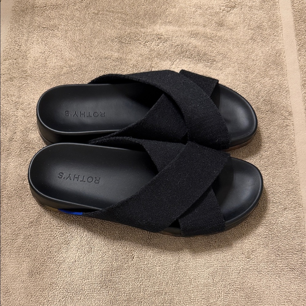 Rothy's Black Crisscross Slide Sandals - Slip-On Comfort - Picture 3 of 4